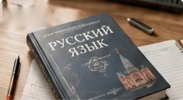 Учебник русского языка на столе